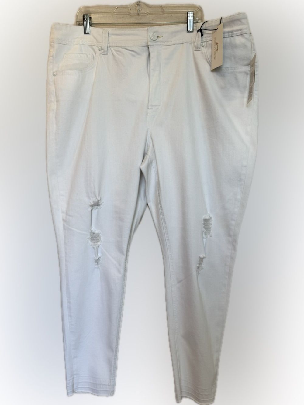 Melissa McCarthy Seven7 Pencil Jeans White Distressed NWT 22W